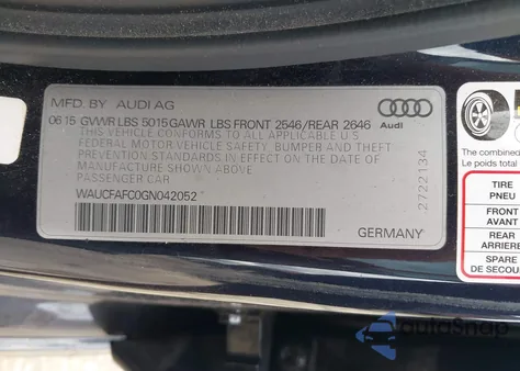 2016 Audi A6 2.0T Premium from USA, damaged, VIN WAUCFAFC0GN042052